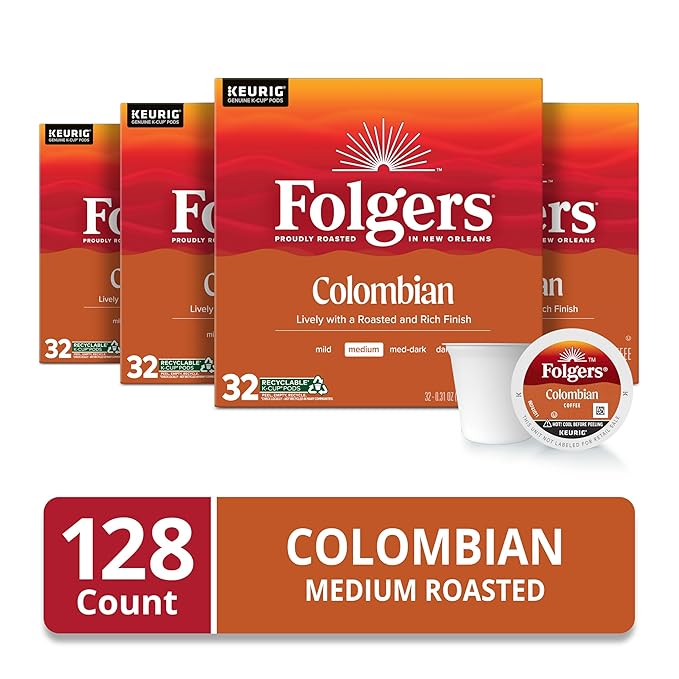 Folgers Colombian Medium Roast Coffee, 128 Keurig K-Cup Pods-DeskLoop Office