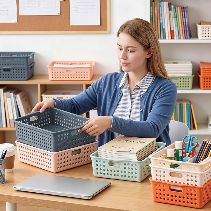 12 Pack Turn in Trays for Classroom, Stackable Letter Size Paper Trays - Image 5