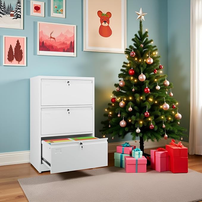 SUXXAN 3 Drawer File Cabinet, Lateral Filing Cabinet - Image 8