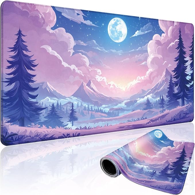 Mountain Moonlight Large Gaming Mouse Pad 31.5"x15.7"｜XXL Desk Mat, Non-Slip by Mcapirivo