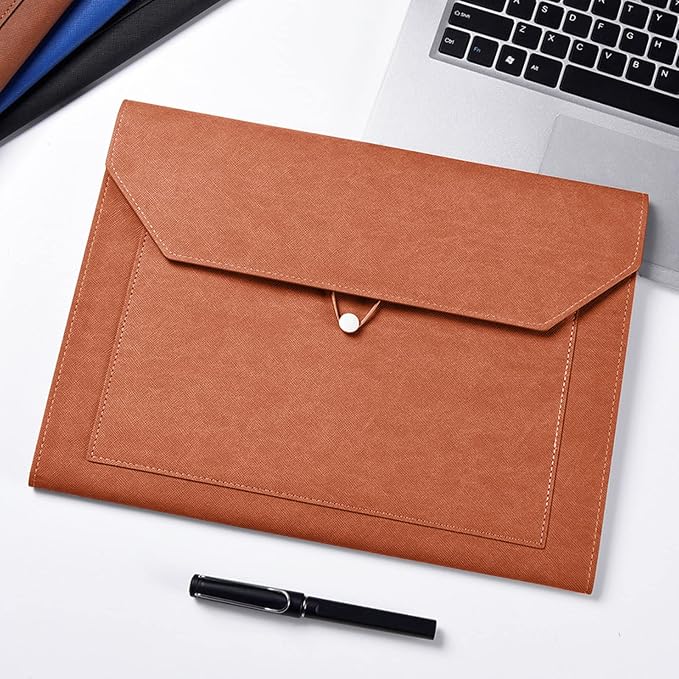 PU Leather A4 File Folder Document Holder 2 Pockets Portfolio Envelope Folder - Image 6