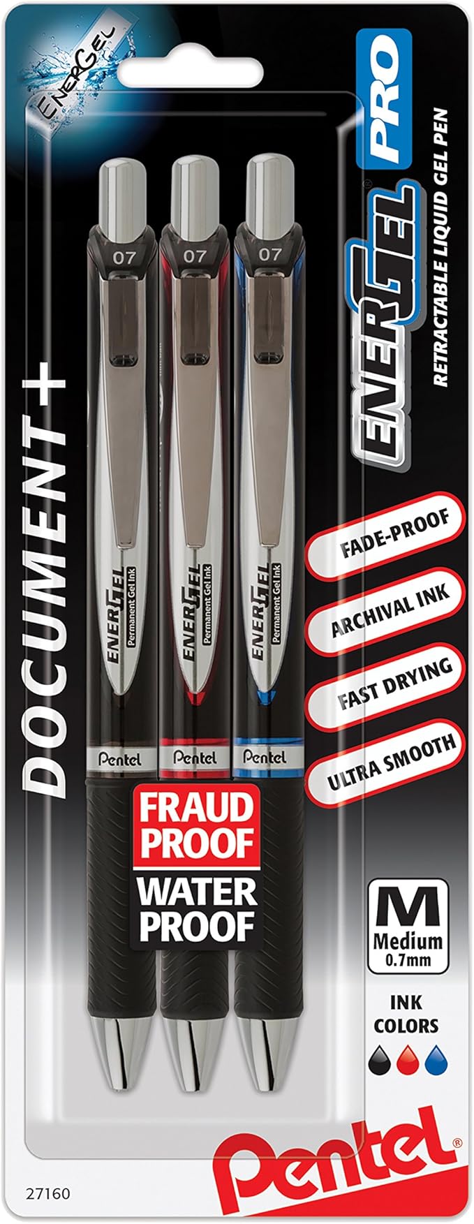 Pentel EnerGel Pro Permanent Gel Ink Pen, 3 Pack by PentelofAmerica
