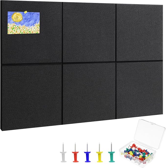 Large Cork Board 28" x 19", 6 Pack Felt Bulletin Board by Thboxes