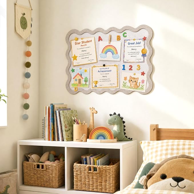 VABAMNA Scalloped Felt Bulletin Board 24"x18", Felt Cork Board Alternative - Image 8