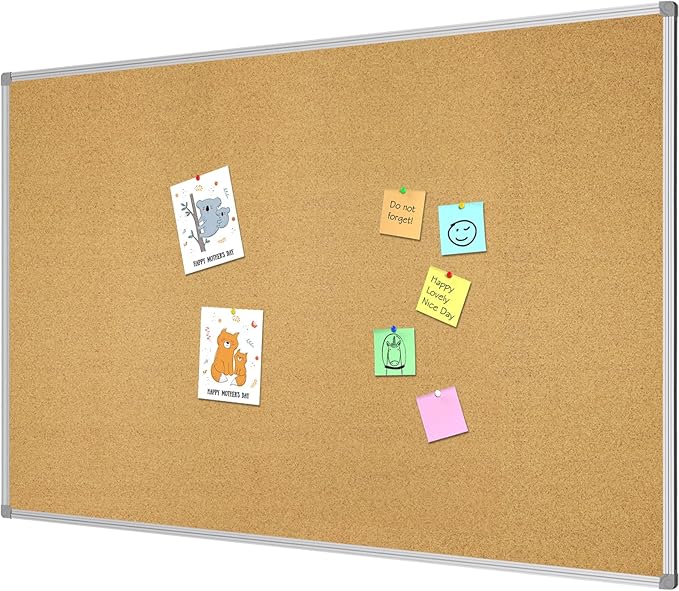 Lockways Large Cork Board Bulletin Board, Bulletin CorkBoard 72 x 36 Inch, Notice Message Pin Board,F Silver Aluminium Frame-DeskLoop Office