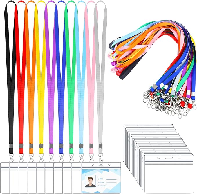 50 Pack Name Tag Lanyards with Id Holder by Prudiut