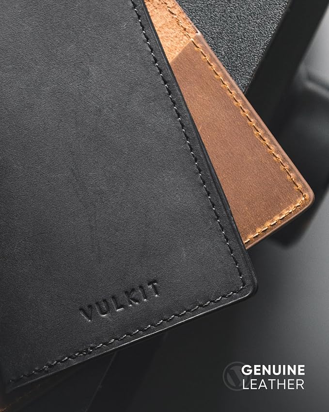 VULKIT Genuine Leather Business Card Holder 2 Sided Slim Business Name Card - Image 2
