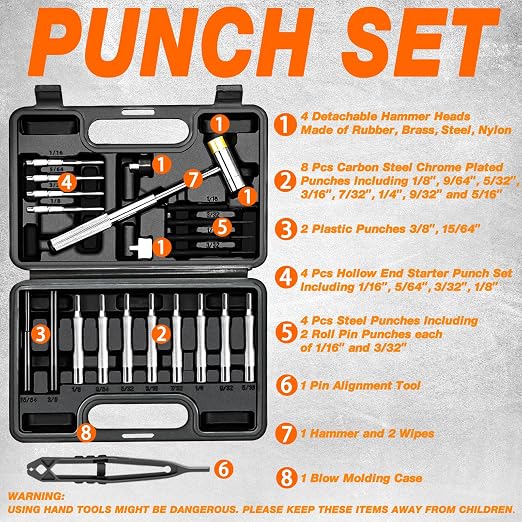 BESTNULE Punch Set, Pin Punches, Punch Tool, Roll Pin Punch Set, Made of High - Image 2