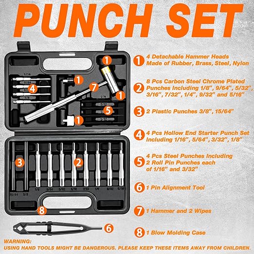 BESTNULE Punch Set, Pin Punches, Punch Tool, Roll Pin Punch Set, Made of High - Image 3