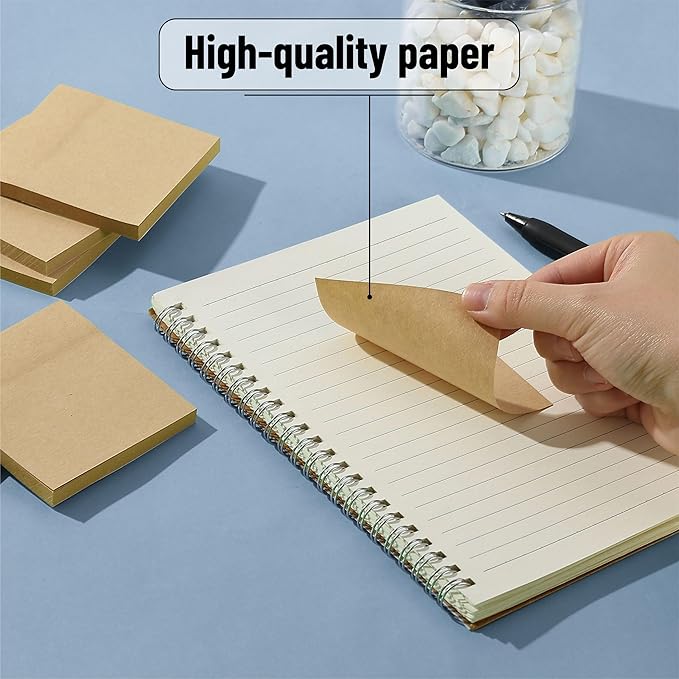 Mr. Pen- Kraft Sticky Notes, 3”x3”, 12 Pads, Self-Stick Note Pads, Brown, Craft Paper 3x3 Sticky Notes-DeskLoop Office