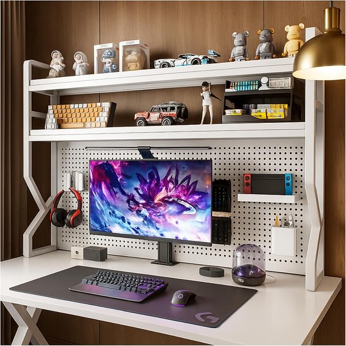 Desktop Hutch Bookshelf, Many Gifts, Metal Desktop Bookcase by Unknown
