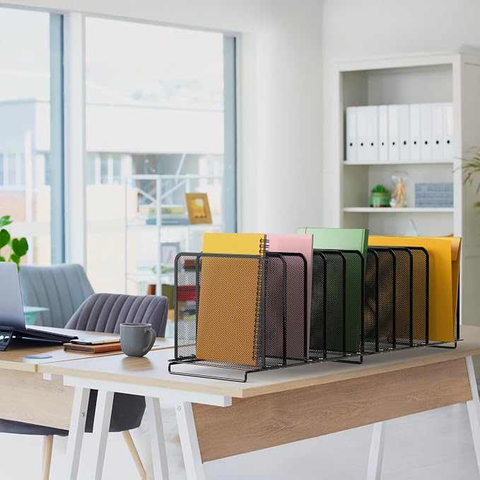 Simple Houseware 5 Section Upright File Sorter Organizer - Image 2