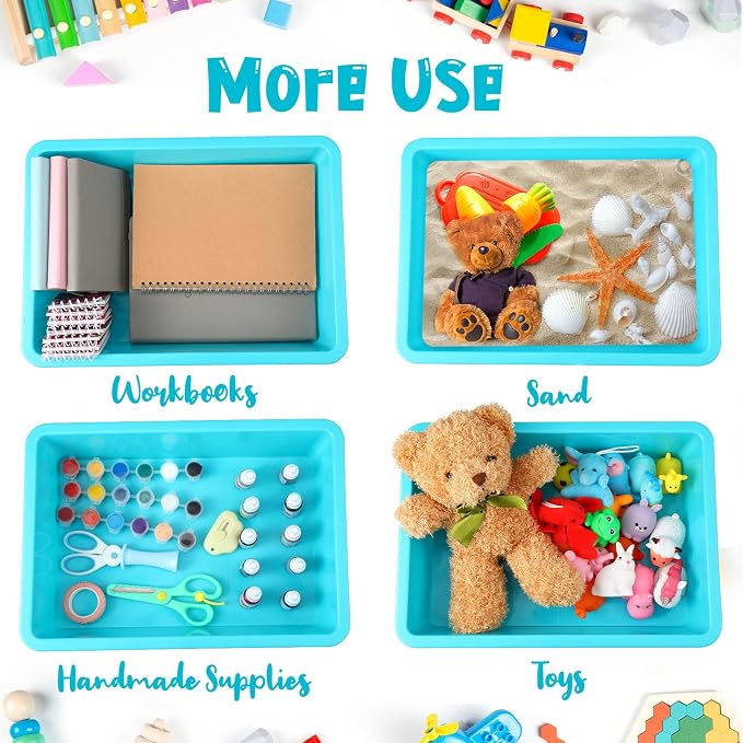 Kigley 6 Pcs Flat Storage Organizer Tray Bin Letter Size Paper Tray - Image 5