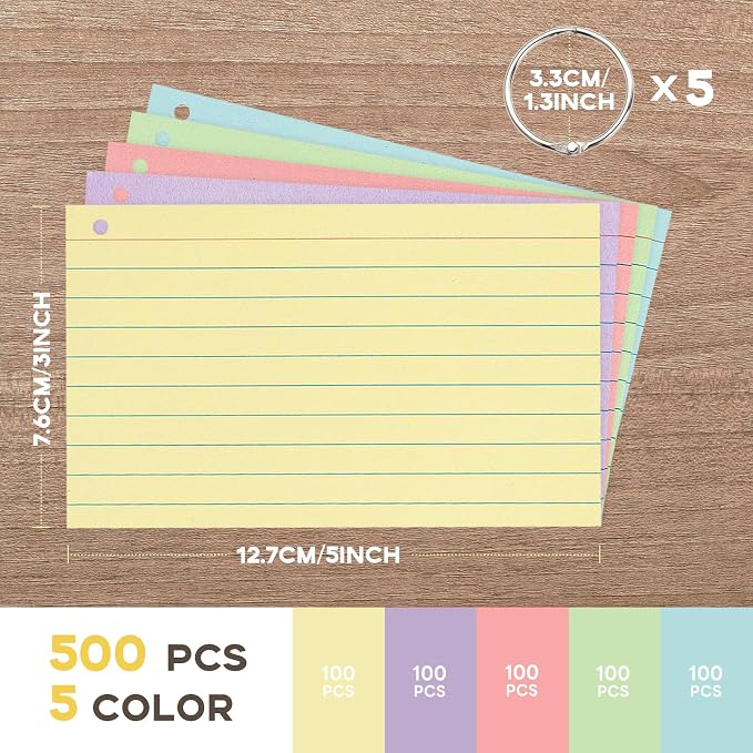 500PCS 3x5 Colored Index Cards - Image 2