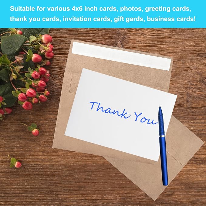 100 Pack 4x6 Envelopes for Invitations, 6.5x4.75" Brown Kraft Envelope - Image 6