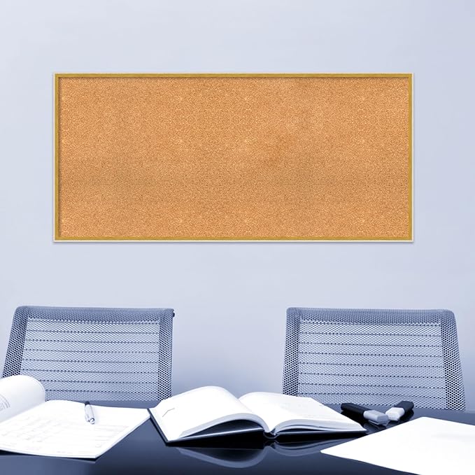 Amanti Art Natural Cork Board for Wall, 25x53 Vision Board with White Frame, Oversize Corkboard Office Decor for Home Organization, Modern Corkboard Pinboard to Display Items for Home Organization in-DeskLoop Office