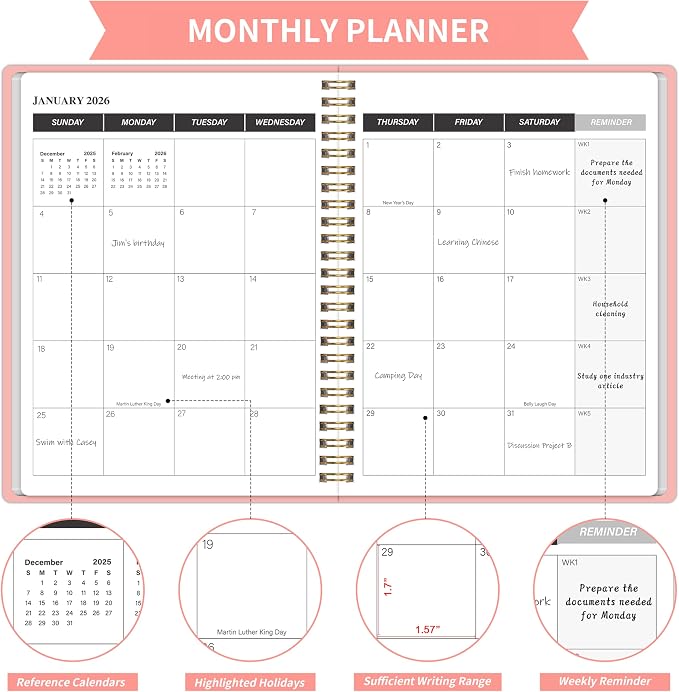 KMQOY Monthly Planner 2026-2027, 2026 Calendar 24 Months Planner, Jan 2026 - Image 3