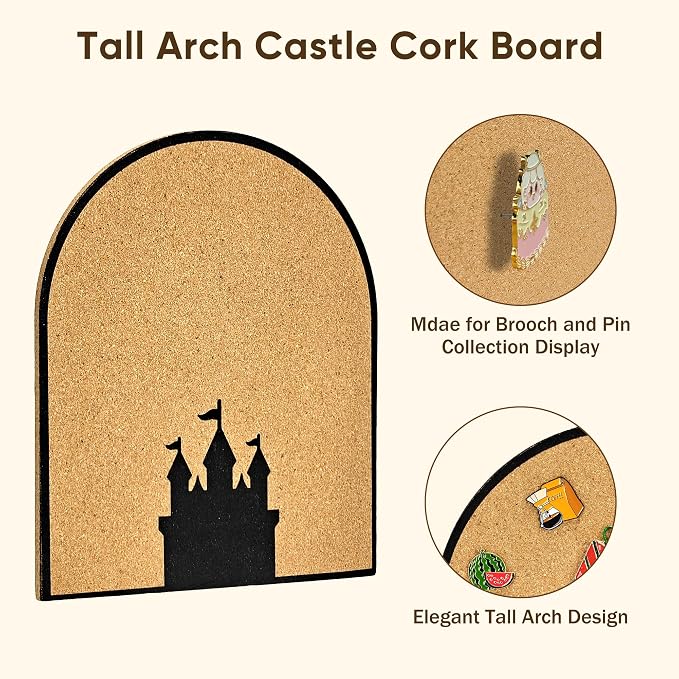 Tall Arch Castle Cork Board – 9.8x11.8 inch Decorative Wall Pin Board - Image 3