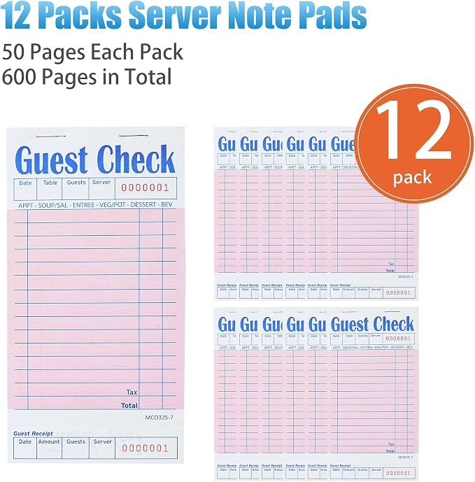 ZPARIK 12 Pack Pink Guest Checks Books - Image 4