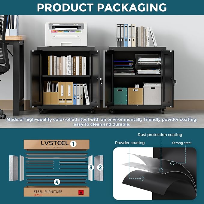 Large Printer Stand with Storage and Lock, 3D Heavy-Duty Printer Cabinet - Image 7