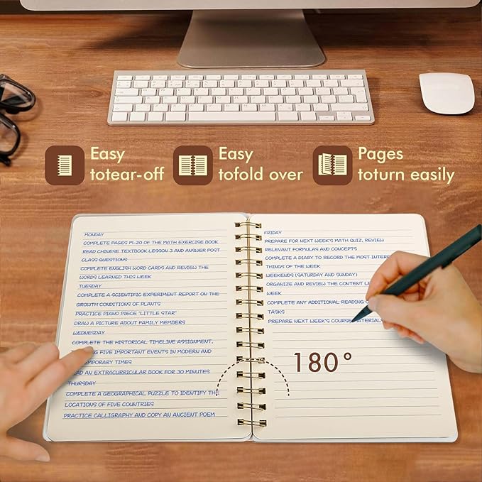 Lined Spiral Notebook College Ruled A5 Journal Book for Note Taking, 160 Pages Writing Journal for Office and Home School Supplies 5.75x8.125 inch - MintGreen-DeskLoop Office