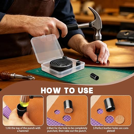 24 Pcs Leather Circle Dies Cutter Tool Set, Hole Punch Tools - Image 6