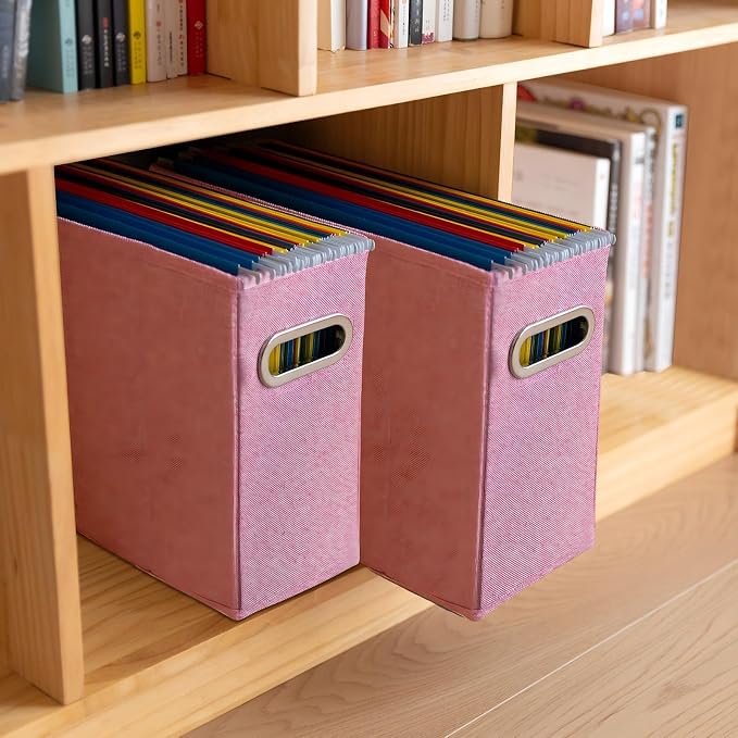 4 Pack Letter Size File Storage Box Collapsible，Fabric Hanging File Folders - Image 7