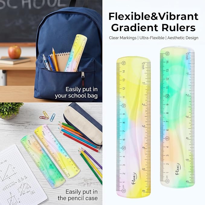 Grevosea 2 Pieces Flexible Rulers 6inch Plastic Ruler - Image 6