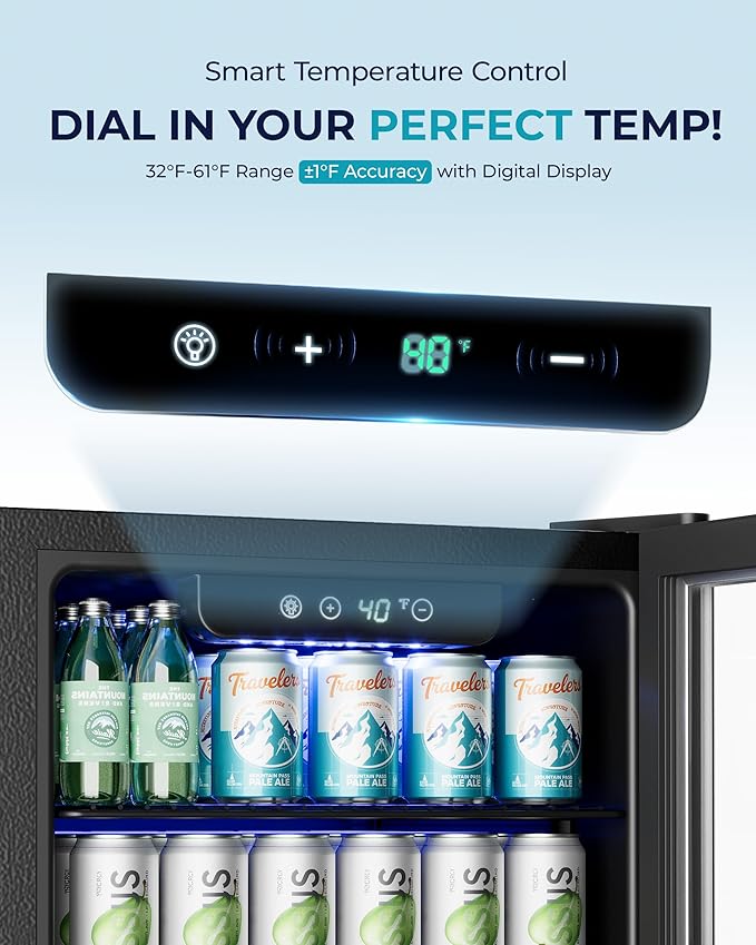 EUHOMY Beverage Refrigerator and Cooler, 128 Can Mini fridge with Glass Door, Small Refrigerator with Adjustable Shelves for Soda Beer or Wine, Perfect for Home/Bar/Office, Silver-DeskLoop Office