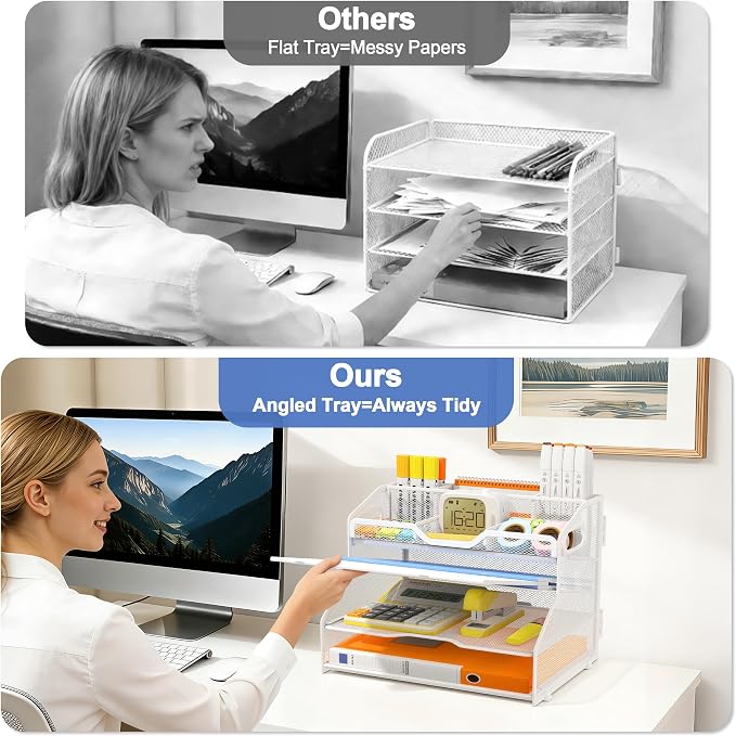 4 Tier Desk Orgnizers and Accessories, Metal Magazine File Holder - Image 5