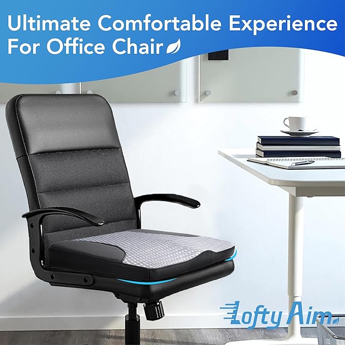 Car Seat Cushion, Comfortable Memory Foam Seat Pillow for Driving, Sciatica-Back Pain Relief, Cushion for Car-Truck, Office, Wheelchair - Black&Gray-DeskLoop Office