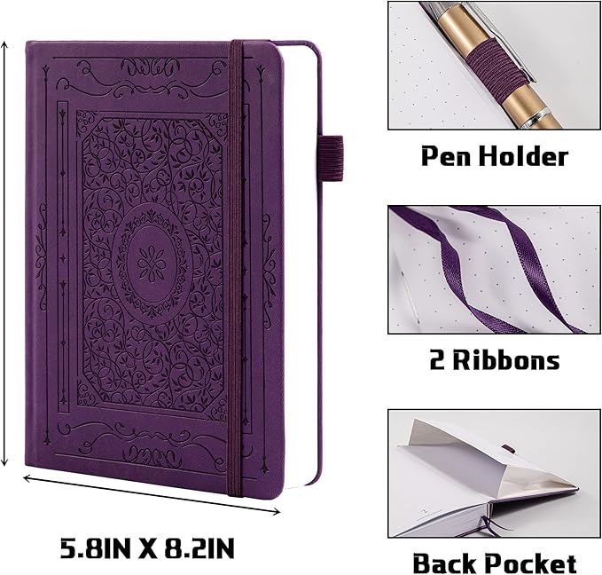 TIEFOSSI Bullet Dotted Journal Notebook, 160gsm 256 Numbered Thick Paper, A5 Hardcover Dotted Grid Diary for Women Men Work Writing, Bullet Journaling, Drawing, 5.8 x 8.3 in-DeskLoop Office