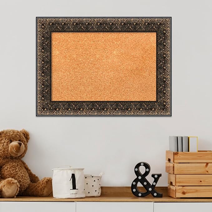 Amanti Art Natural Cork Board for Wall, 17x23 Vision Board with Black Wood Frame, Small Corkboard Office Decor for Home Organization, Traditional Corkboard Pinboard to Display Items for Home-DeskLoop Office