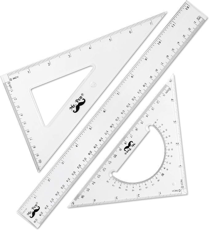 Mr. Pen Triangle Ruler, Protractor, Math Set by MrPen