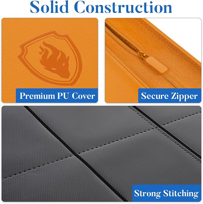 Premium Zip Card Binder, Fabmaker 9 Pocket Trading Card Binder, PU Cover Zipper - Image 3