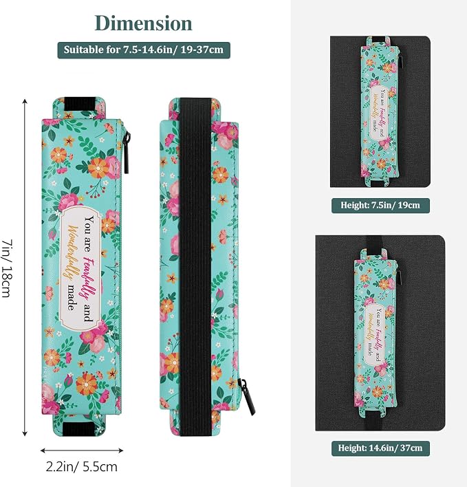MoKo Elastic Pen Holder for Notebook, 4 Pieces PU Leather Pencil Case - Image 5