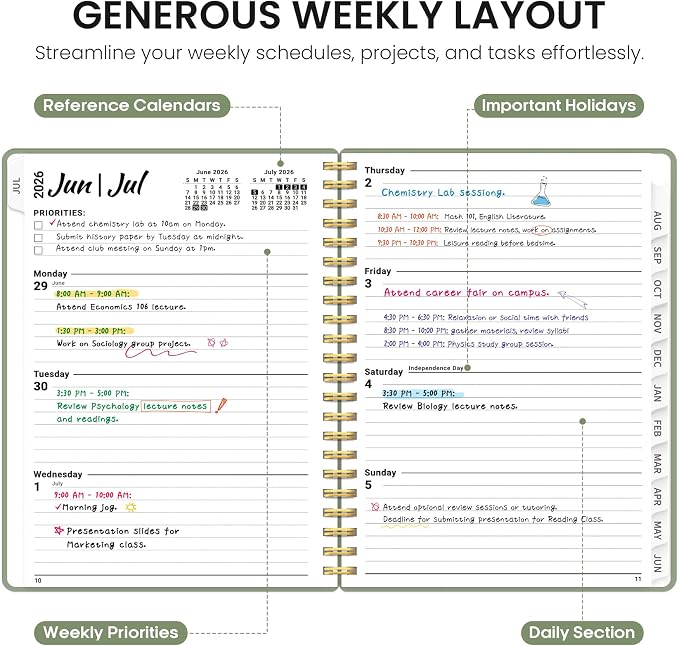 Planner 2026-2027, 8.5" x 11" Weekly and Monthly Academic Year Planner Calendar - Image 3