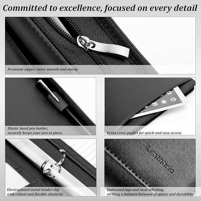 Leathario Portfolio Binder, Includes 10 Sheet Protectors and 3 Notepads - Image 5