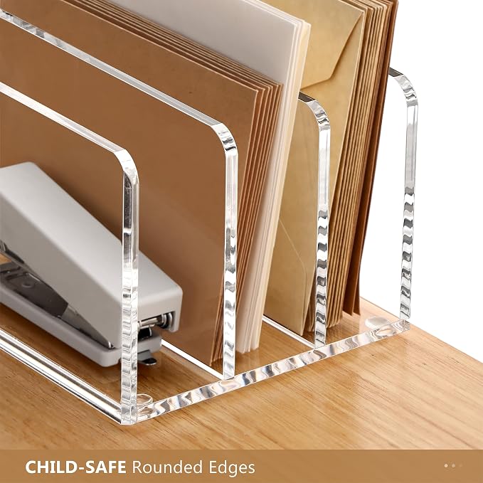 SANRUI Acrylic Mail Sorter Desktop Organizer - Image 3