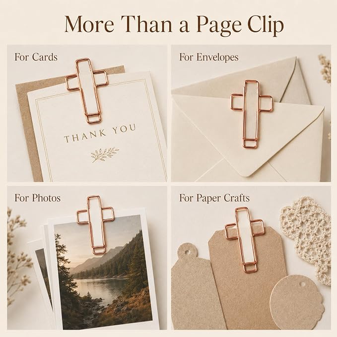 60 Pack Rose Cross Paper Clips, Decorative Paper Clips and Bookmarks - Image 7