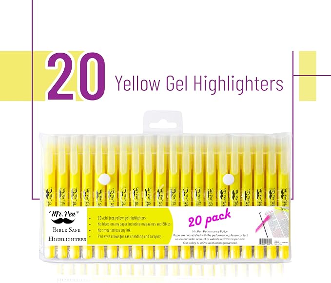 Mr. Pen- Yellow Gel Highlighter, 20 Pack | Bulk Twist-Up Bible Highlighters No - Image 2