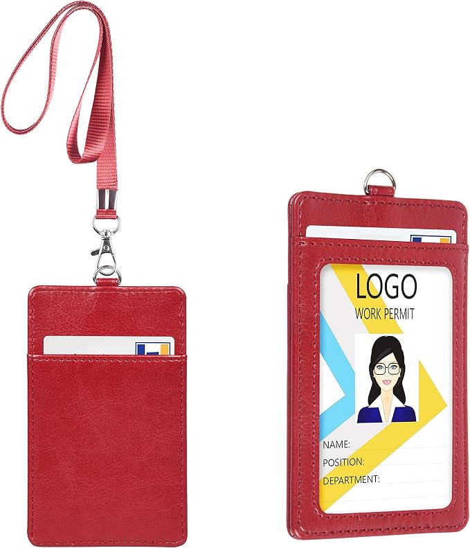 Teskyer Badge Holder with Lanyard, Leather ID Name Badge Card Holder with - Image 9