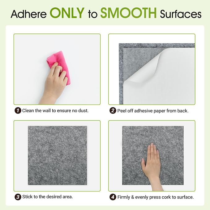 AKTOP Cork Bulletin Board 12x12, 1/2" Thick Felt Cork Board Tiles 12 Pack - Image 7