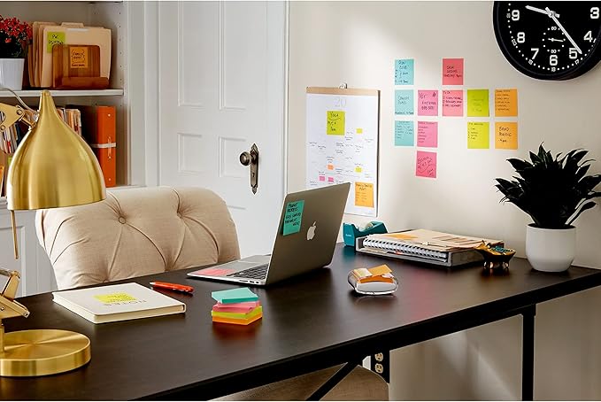 Post-it Super Sticky Notes, 24 Sticky Note Pads, 3 x 3 in., School Supplies, Office Products, Sticky Notes for Vertical Surfaces, Monitors, Walls and Windows, Supernova Neons Collection-DeskLoop Office