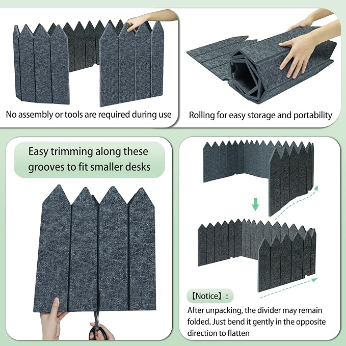 BXI Foldable Felt Desk Divider, 16.5 x 86 Inches Non-Tip Privacy Panel Partition - Image 6