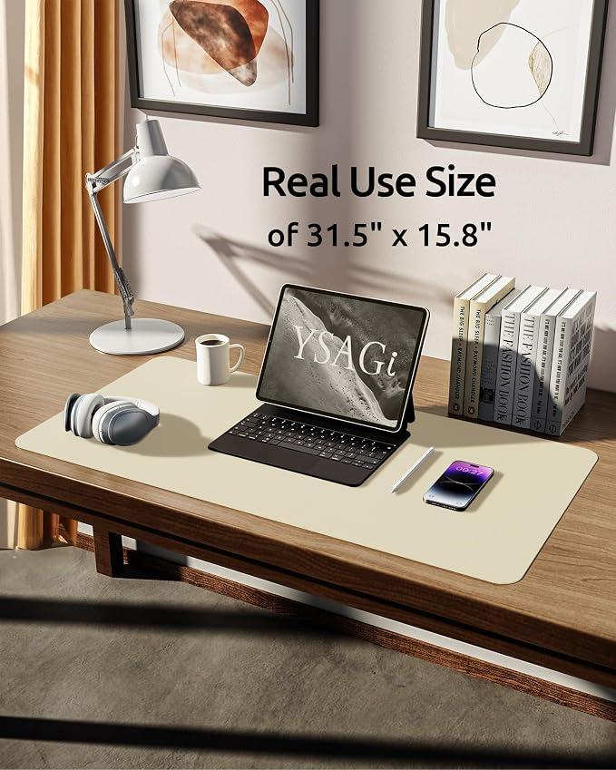 YSAGi Leather Desk Protector, Office Mat, Large Mouse Mat, Non-Slip PU Leather - Image 5