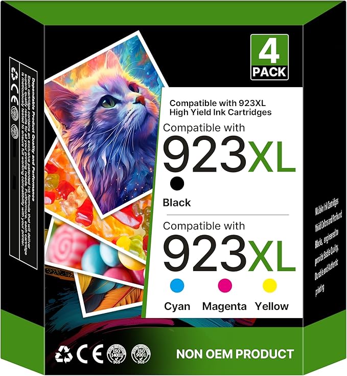 923XL 923e 923 Ink Cartridges for HP Printers with Chip Replacement for HP Ink 923e 923 for OfficeJet Pro 8135 8130 8139 8138 8122 8120 8124 8125 8130 8132 8134 Printer, Black Cyan Magenta Yellow-DeskLoop Office
