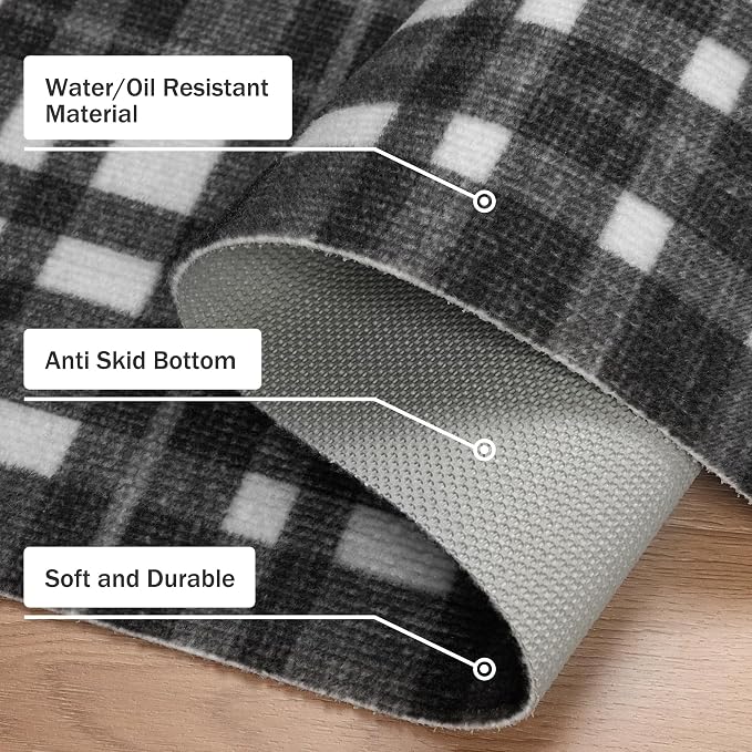 GENIMO Checkered Rug 3x5 Ft Black and White Fine Plaid Outdoor Rug Buffalo - Image 7