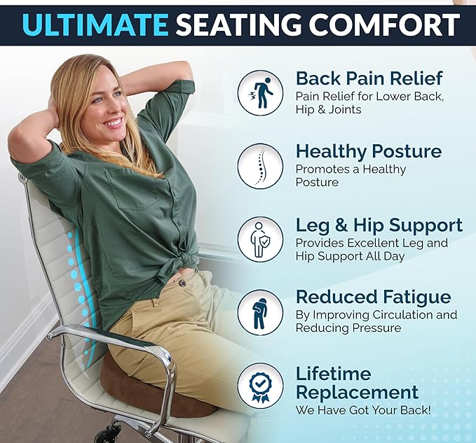 ComfiLife Premium Gel & Memory Foam Seat Cushion – Doctor Recommended Office Chair Cushion, Car Seat Cushion – Chair Cushions for Back & Sciatica Pain Relief – Seat Cushions for Office & Desk (Brown)-DeskLoop Office