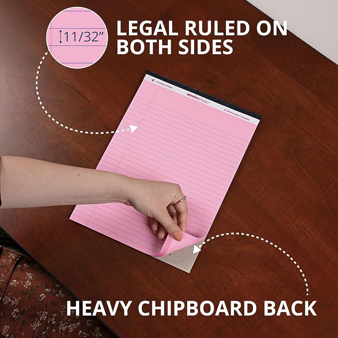 ROARING SPRING Enviroshades Pink Legal Pads, 3 Pack, Legal Ruled Recycled - Image 5